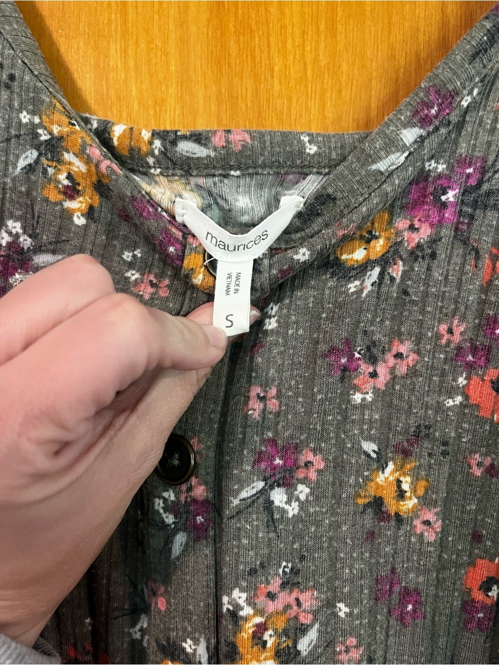 Maurices Gray Floral Ribbed Camisole with Tie Waist - Picture 4 of 9